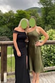 Wore this dress for a beautiful VT wedding and got so many compliments! The fit was perfect--laid well on my body without feeling tight/snug anywhere, and it has adjustable straps. The fabric is really nice in person, however, it does get a little clingy due to static. I'd still recommend the dress, as the price can't be beaten! - Emily M.