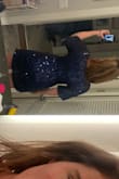 For girls with a big booty, you might want to size up. This dress is awesome and fits really well & hides my arms which I really liked. The only thing is that it does run short! - Lauren B.