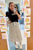 I'm an elementary school teacher and wore this all day very comfortably. It only lost one star because it's a little see-through. Next time I'll wear a slip. - Leslie A.