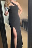 This was a strong contender and my boyfriend's top pick. This dress is very flattering and the length was perfect for me with 3" heels. However, the top felt just a tiny bit too big on me, and because of this, it seemed like the strap pulled the whole dress to one side when I moved. I thought I'd be adjusting it all night so I went with a different style. - Erin W.