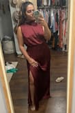 I purchased two sized medium and a large and I'm so glad I did! I put the medium on first, and it zipped up with ease. My husband said I could probably get away with a small but I don't think so hahaha! Medium was perfect. Obviously, long on me as I am only 5". I'll be wearing it to a wedding in November and I can't wait! - Natalie Q.