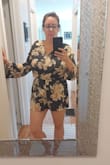 I usually wear extra large for tops/dresses. This did run a little small (hard to get my long arms in, but I did it, little by little), but it will work!!! Super cute and I love it!!! - Gillian M.