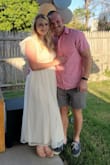 This dress fit so well! The only thing that needed a little fix, was it didn't want to stay on my shoulders, so I was about to put on a show lol. A quick fix of tying the hanger straps together worked perfectly! I wore it to my wedding shower, and once I take in the shoulders I'll definitely wear it again! - Rdona W.