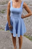 Ordered this to wear to a wedding. Sometimes I wear an XS, but I decided to go with a S. Fits perfectly. Material is slightly stretchy and form-fitting. Very flattering. - Claudia P.