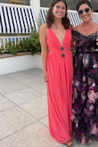 Bought this on a Friday for a wedding 8 days later. It was a little long on me but I didn't have time for alterations so I just lifted it up while walking around! Got so many compliments and people all agreed it looked more expensive than it was! Color was a little brighter than I expected but it was for a summer beach wedding so it worked great :) - Sophia W.