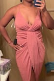 Wanted to wear this dress to an outdoor wedding in FL in September. Overall, cute style but much too loose in the chest area despite tightening the straps all the way. Meanwhile, the underskirt was quite body hugging and rode up too much causing the slit to be wide open instead of the nice curtain appearance in the model photos. A size up would've helped the lining but hurt the top even more and vice versa had I dropped down a size. Very soft stretchy fabric but did not fit as expected. - Jasmine C.