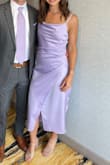 This dress was perfect for the summer wedding I attended. I got so many compliments in this! The lilac color is gorgeous and it fit so comfortably. I am usually a small but needed to get an XS in this and it fits perfectly. - Courtney H.