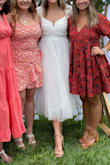 I usually wear a medium in all my Lulus dresses but a small is all that was available so I went for it and I am so glad that I did! It fit perfectly and even had some stretch to it. I would recommend steaming before wearing and the fabric is see-through enough that I wore a nude slip dress underneath. - Kylee S.