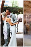If you're any taller than 5'7 you really can't wear more than 2-inch heels. I had to have the hem dropped as much as possible. I added the stones. It's not bright white. It's more of an off-white. So get an off-white veil. - Shawna A.