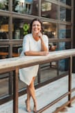 This dress has nice thick fabric, so you don't have to worry about your undergarments too much! I found it to be very flattering and looked great for my professional photo session that I had this summer. - Andrea B.