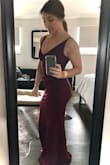 Wore it for a winter wedding. Material is thick and flattering. I had to size down - Krista R.