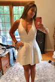 I bought the love galore LONG dress for the ceremony and this dress to change into. Love that it's the same style but more appropriate to dance and be comfortable in! Perfect fit. - Regina D.