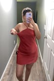 This is a very pretty dress and it definitely has potential but it didn't work for my body type. I am small on top and have bigger hips. The dress itself fit well but the top of the dress had all this extra fabric that made it bulge out on the sides. Maybe if you have a bigger chest it will work for you. - Yadira M.