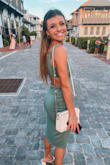 I love this dress!! It fits me perfectly. Id say it runs small considering Im pretty tiny but its very stretchy. The material is thick and such good quality. - Kaitlyn H.