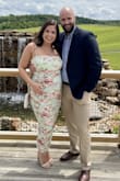 I wore this dress to a friends wedding while 12 weeks pregnant and just starting to show (bought before I found out I was expecting) and it was perfect. It hugged in all the right spots and felt like everything was held in place. Very stretchy so adjusted well to my bump. I'm 24 weeks now and really showing and I'm still able to squeeze into my pre-pregnancy size. Lots of compliments and the perfect spring time wedding guest dress. - Katie H.