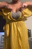 This dress is BEAUTIFUL and would have fit me great if the bust area had some stretch to it or was sized better. If you have larger breasts (mine are 36D and I purchased size Large), definitely size up or pass on this dress altogether. The length was perfect for me and the rest of the dress fit fine but I could not get my boobs to fit in. I was so confused how other reviewers managed to make it work for them. I have to return this dress because there is nothing I can do (besides getting it altered) to make it fit comfortably. Very disappointed :( - Lilibeth J.