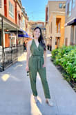 I absolutely LOVE this jumpsuit and I've gotten so many compliments!! Most jumpsuits are unflattering on me because I'm on the shorter side, but this one fit perfectly. This jumpsuit makes looking chic effortless and I can easily go from the office to happy hour at a winery in it! - Sarah Z.