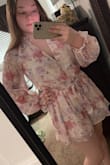 This romper is so pretty and it was exactly what I wanted! I went to an anniversary party in it and I got many compliments. Love it so much.
For reference, I always buy size large for rompers and dresses (if there aren't number sizes) because I need the whole piece to fit my broad shoulders and larger thighs, even though my bust is small. - Kelsey R.