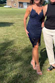 I ordered this dress for my brother's wedding reception. It was a bit sexier than I hoped due to the high slit but it fit well and was very comfortable. When I initially tried it on it was way too revealing on top but after tightening the straps (a lot) it was safe for a family event. I was concerned it would be too small but found the fit true to size. I only wish the straps were a bit more substantial as they looked a bit like bra straps. Speaking of, I did not wear one and felt it was not a problem.
I'd recommend this dress for an occasion you want to feel sexy and dressed up. - Jennifer P.