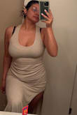 It has a perfect enough stretch to wear casually or get elegant with it. I love the tan color. - Beatriz R.