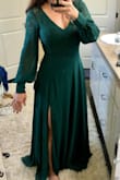 I initially ordered a medium as this is my usual go-to size. Although it would have worked, it was a little looser in the waist and hips than I prefer. I exchanged it for a small. I got the dark green, and the pictures don't do justice. This dress looks more beautiful in person. I can't wait to wear it to my daughter's wedding. - Lisa A.