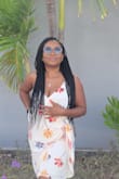 The dress is nice the color is vibrant very nice for vacation - Medgine R.