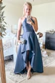 I bought this for a military formal and it was perfect! Some said to size up, which I did and I regret doing so. It was a little big on top and around the waist for me, I wish I would have went with my true size small. - Kelly H.