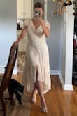 I loved how elegant this dress was and it fit so perfectly I usually fluctuate between a small or medium. The small fit just right. There is a small amount of gapping in the buttons at the chest but nothing a little tape/pin can't fix! Highly recommend it for a nice night out or for photos. - Kaitlin M.