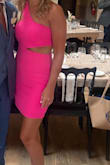 Great comfortable dress color is bright. Good for summer wedding or night out - Angela M.