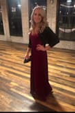 I loved this velvet dress. It was perfect. I paired it with a little shoulder cover due to it was chilly inside. - Jenna S.