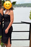 This was one of the best purchases! I needed a black dress for a bachelorette party and it was perfect! The small fits really well, the length is good, has good stretch, the slit is perfect, and a bra isn't necessary. Got so many compliments! - Katie S.