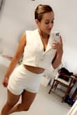Loved this set! It was perfect for my trip to Santorini! For reference, I am 135lbs and ordered a size S for the top and M for the bottoms. FYI, the material does not stretch at all. - Maite C.