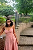 I wore this dress to a wedding over the weekend and it was perfect. I ordered an xs in the dusty rose and honestly I was concerned that it would be too tight in the waist. My fears were all in my head as it fits amazingly. The fabric is linen like so it does give alittle as time goes on. 
Wouldn't change anything.  Considering ordering the same dress but now in orange.
Its beautiful!! - Wilisha L.