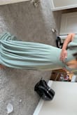 This dress was very long and needed to be hemmed, but fits perfect! I was worried about the low cut in the front but did the bend test and no risk of exposure! - Karen D.