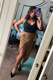 Love the skirt! I'm super short (5'0") so the bottom hit around my lower calf, BUT a 4" heel made it perfect!!! This - Jacleen F.