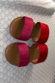 These sandals are super cute and stylish - the colors are very vibrant adding a nice pop of color. My only complaint is that on the 1st time I wore them, both of the toes kinda chipped and I was disappointed that it was that easy to do that (literally went to dinner and it happened while walking). Other than that, they're super cute and surprisingly comfy! Would give these a 4.5 rating if optional - Tess H.