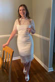 I fall right into small and medium sizes so I ordered a medium and it fit perfectly. If you're in between sizes I would size up. Love this dress. I wore it to my bridal shower and got so many compliments. The lace is soo soft and overall it is incredibly comfortable (I'm very sensitive to fabric textures and this was perfect). Can't wait to wear this dress again. - Erin N.