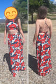 Bought this as a fun outfit for my honeymoon. The colors are just as rich and vibrant as pictured. Felt it could be a titch tighter, but not enough to size down. Can't wait to wear it! - Alex M.
