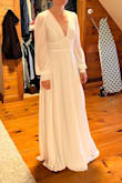 I loved this dress! If I need a gown for a formal event, I will buy it in a different color. I was wedding dress shopping for a snowy wedding, so this chiffon wasn't quite right for the occasion. However, I absolutely loved this dress and will keep the dark green one in mind for a future event! - Justine C.