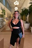 I absolutely love this dress! It is sexy and very comfortable. I wear a medium/large and I ordered a large and it fit perfectly! - Laura R.