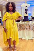 I received so many compliments on this dress! The color and the dress were perfect for me while attending a spring wedding. I have a small waist and EXTRA LARGE hips (A-Line fits best) It was comfortable and I felt sexy! I will buy it again...in a different color. Because I'm weird like that! Enjoy! - Cre H.