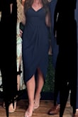 Got so many compliments on this dress. Great for a wedding and perfect for dancing!! Navy was so beautiful too. Slit is definitely high - I felt like getting in and out of cars was hard but made it work :) - Mallory C.