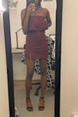 Have a relatively small frame (aside from a larger chest) and this dress fits perfectly. Try going one size down if you want the tight look because the dress has a stretchy material. I have long legs so it looks a little short. Overall really happy with the dress it looks just like the picture. - Neemah K.