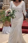 Wore this dress for my wedding and it was perfect. A perfect thickness. Length was good for me with heels. Bust was a tad large on me. - Kelly H.