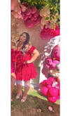 I got this dress for an all-pink bridal shower! Very cute bright and comfortable dress. I would suggest size down just because it's more of a loose-fitting/elastic design. I'm normally an XL but went with L! - Rubi C.