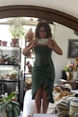 I felt amazing in this dress. It was a little big in the back/underarm area, but I have a small chest, and the gap was hardly noticeable. My hips are the widest part of my body and I think the ruffle and ruched hem was very flattering. You'll definitely need to steam it, but it didn't wrinkle after sitting. Loved it! - Desiree R.