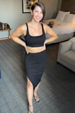 I absolutely loved this outfit! I bought it for a girls' night out and it was super comfortable all night. The ribbed material is very stretchy and forgiving, and also very soft. Definitely turned heads in this flattering two piece. Would highly recommend! - AnnMarie S.
