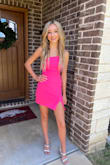 This dress fits perfectly and still has some stretch.  It's very comfortable and the material is great quality. - Amy F.