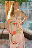 This dress fits like a dream. Was wonderful for a hot summer wedding. Bust was a little too large for me but I got an XL. Truly floor length for me - Chloe M.