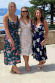 This dress fits great! Straps are adjustable. Cross front has just enough coverage with a strapless bra. Slit in front shows just enough leg to be tastefully flirty. Love it!! - Stacey H.